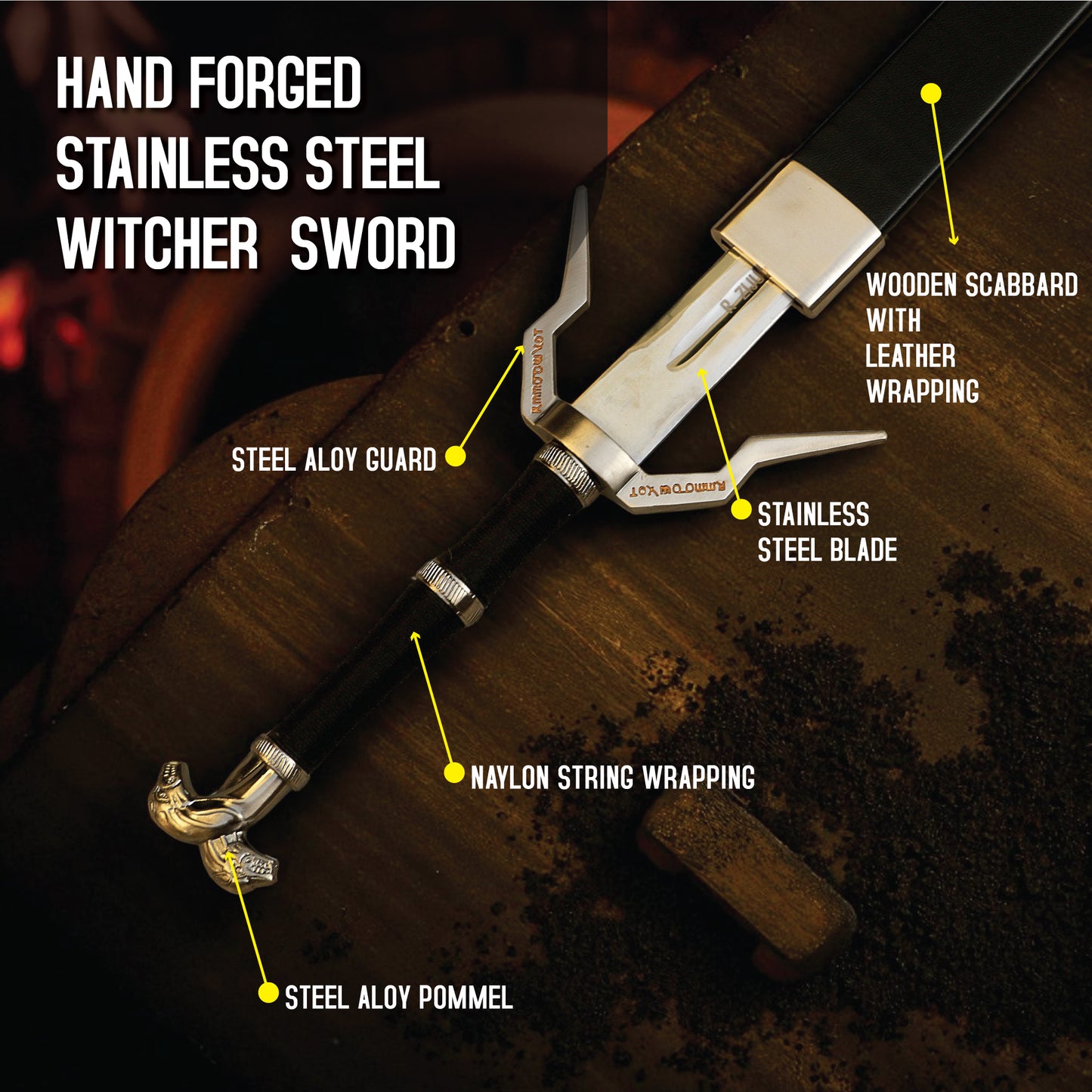 Witcher Silver Sword – Hand-Forged Stainless Steel Masterpiece