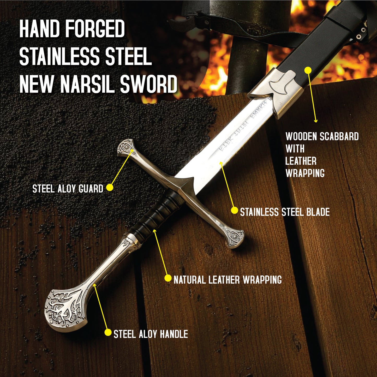 New Narsil Sword – Hand-Forged Stainless Steel Replica by Swords Empires