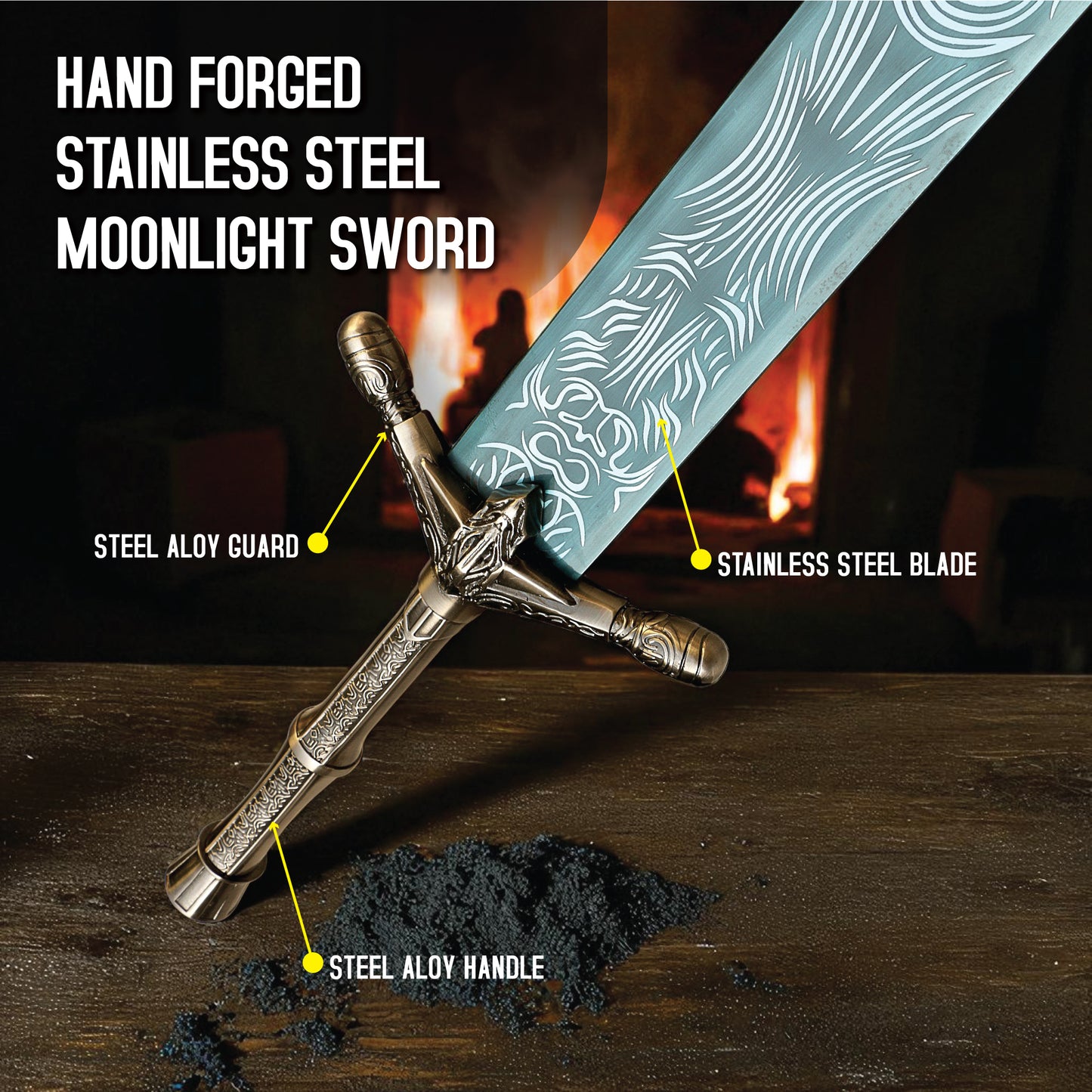 Hand-Forged Stainless Steel Moonlight Sword